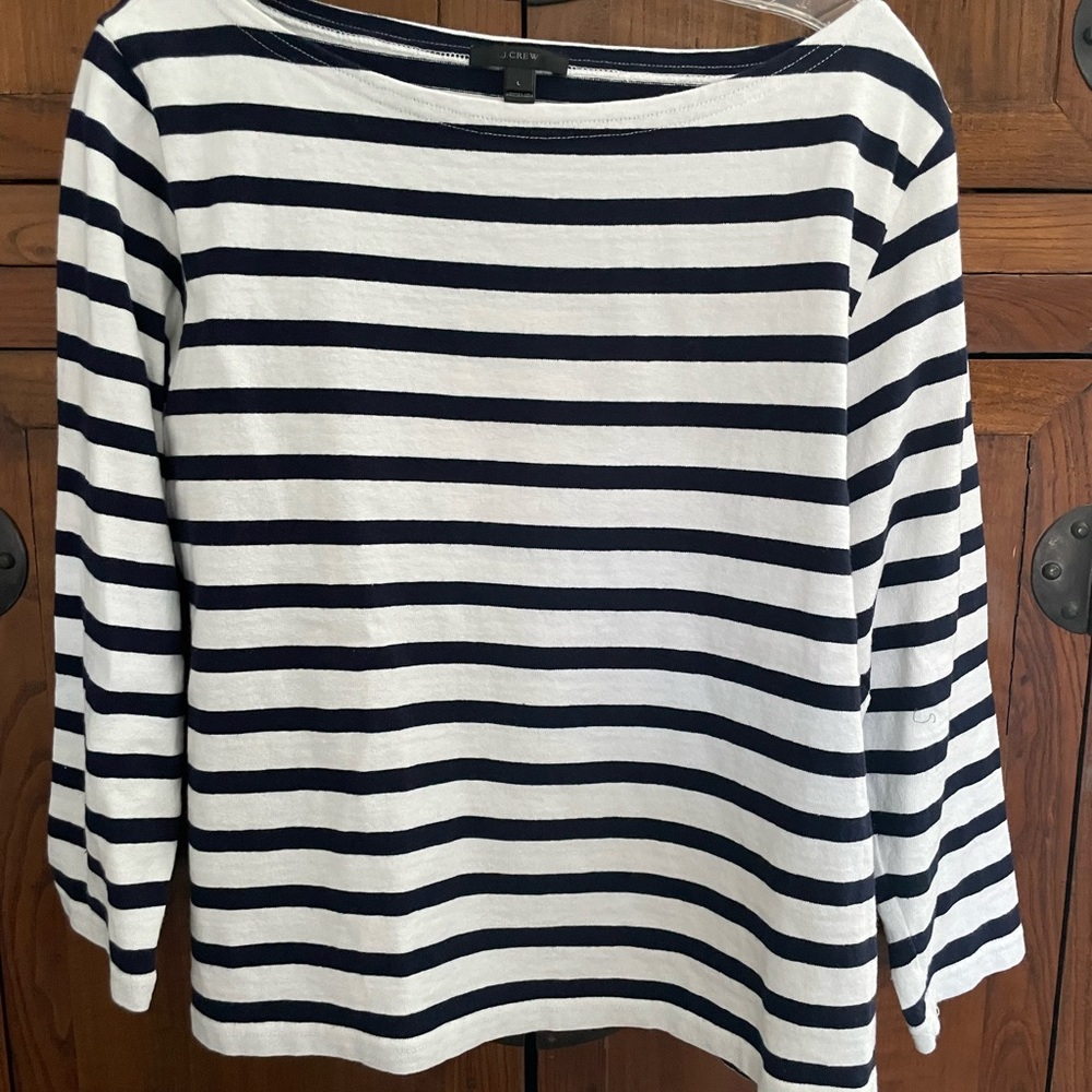 Classic JCrew mariner striped t shirt. 3/4 sleeves